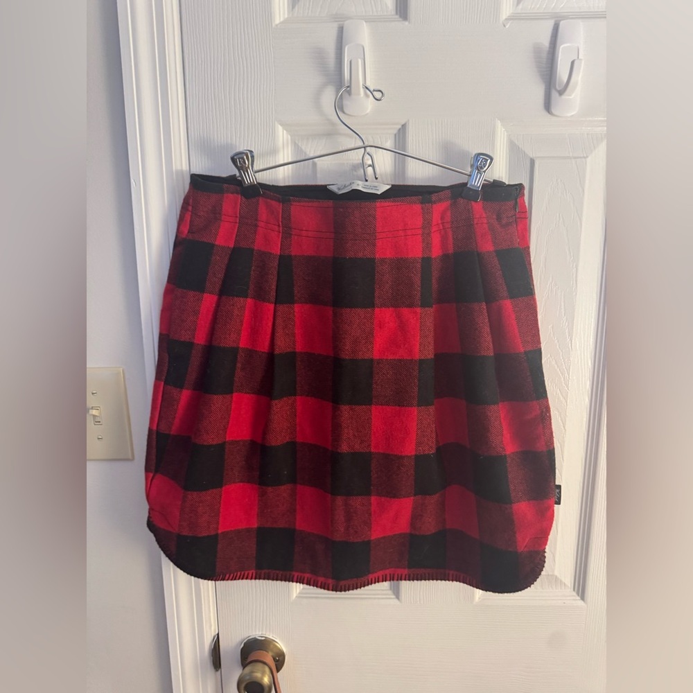 Plaid wool mini skirt